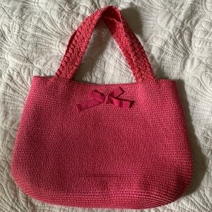 Talbots Purse: Green & White Interior, 3 Pockets, Magnet Closure, Bow, Preppy